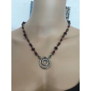 Red and Silver Double Circle Necklace